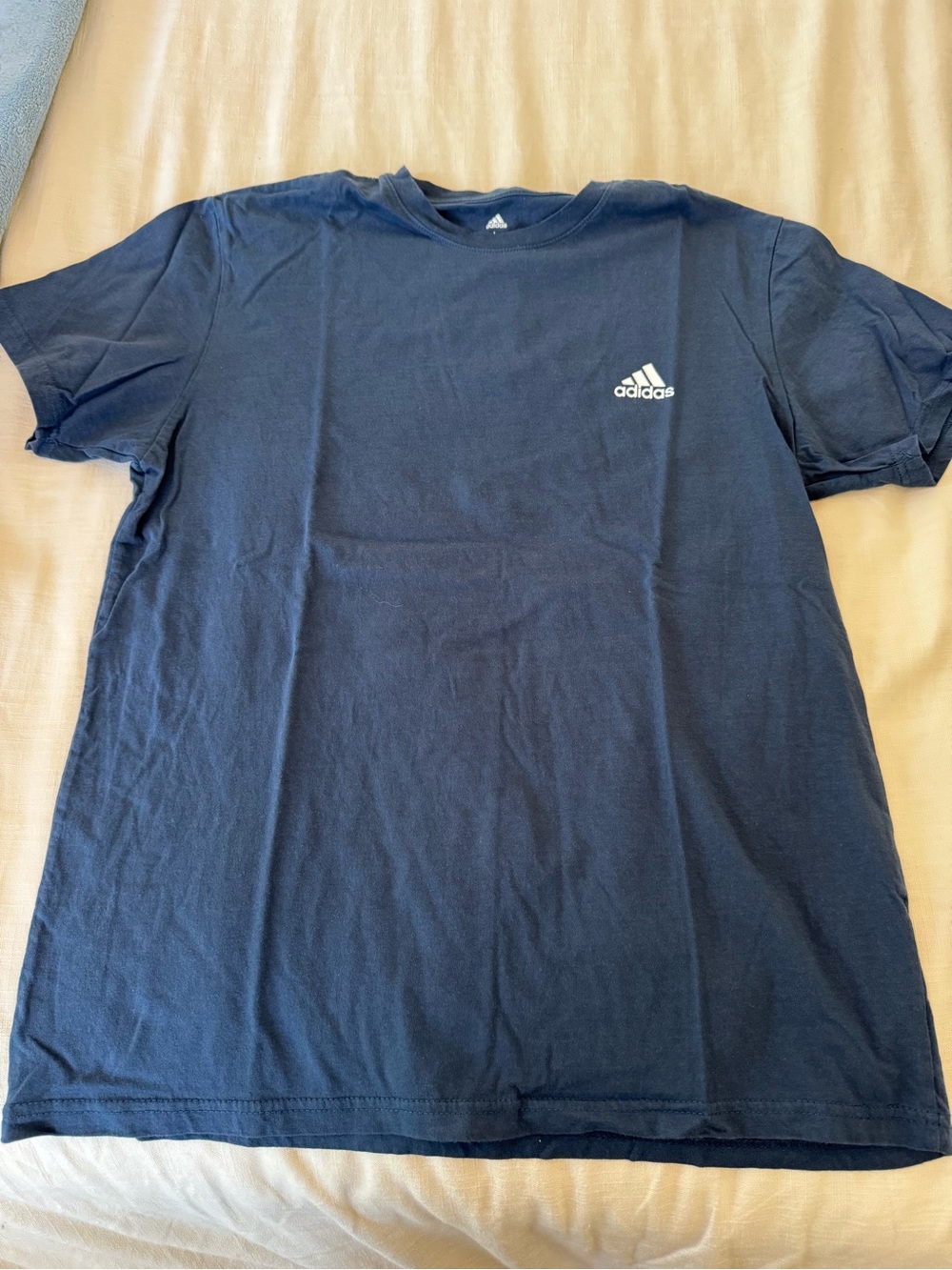 adidas Navy Short Sleeve Tee with Small White Logo